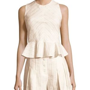 Rebecca Taylor Textured Striped Peplum Top